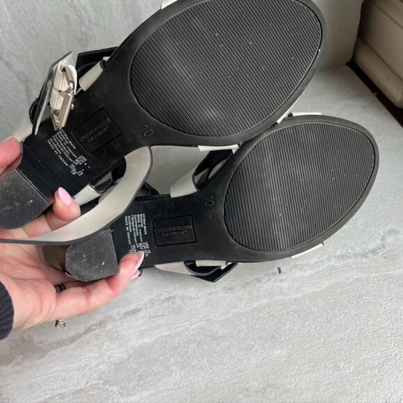 Covington Black Leather Ankle Booties Square Toe Elastic Panels Stacked Heel 7.5 - Picture 10 of 10